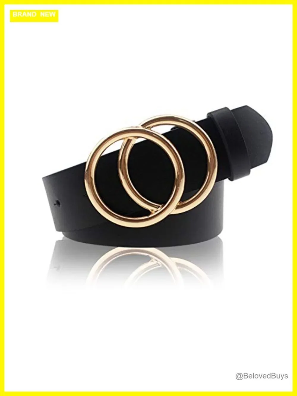 Women's PU Leather Double O Ring Faux Leather Waist Belt